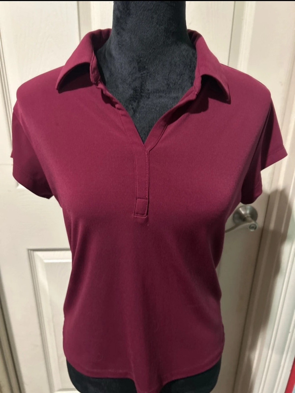 Women's Short-Sleeve Polo Top in Wine From Express